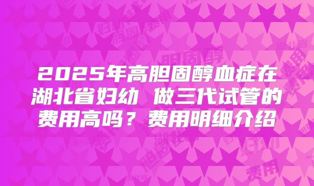 2025年高胆固醇血症在湖北省妇幼 做三代试管的费用高吗？费用明细介绍