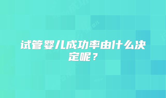 试管婴儿成功率由什么决定呢?