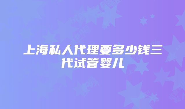 上海私人代理要多少钱三代试管婴儿