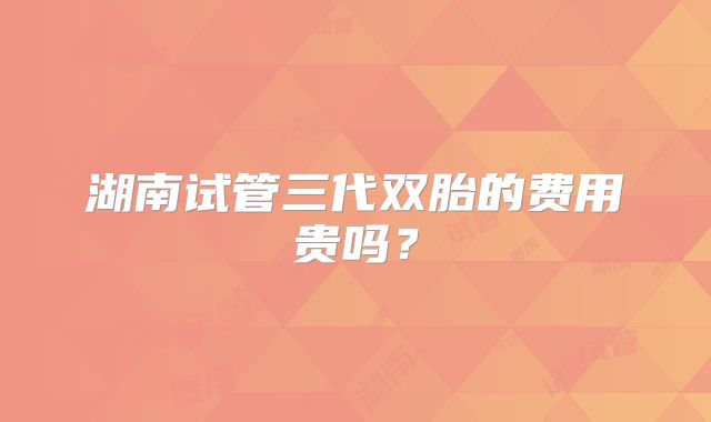 湖南试管三代双胎的费用贵吗?