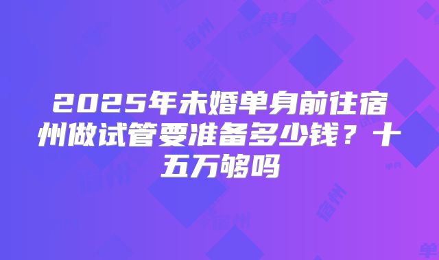 2025年未婚单身前往宿州做试管要准备多少钱?十五万够吗