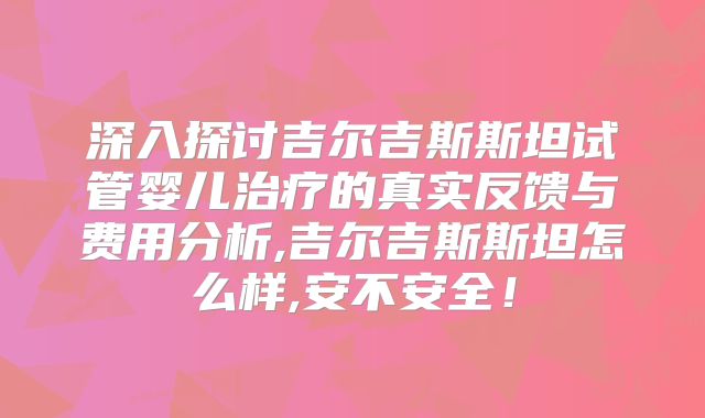 深入探讨吉尔吉斯斯坦试管婴儿治疗的真实反馈与费用分析,吉尔吉斯斯坦怎么样,安不安全！