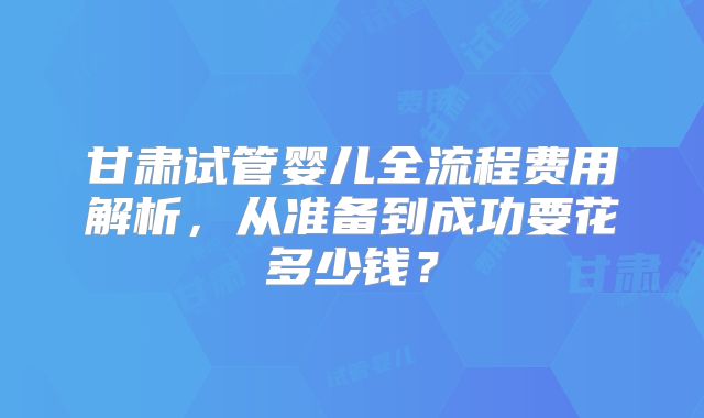 甘肃试管婴儿全流程费用解析,从准备到成功要花多少钱?