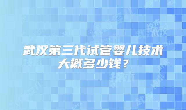 武汉第三代试管婴儿技术大概多少钱?