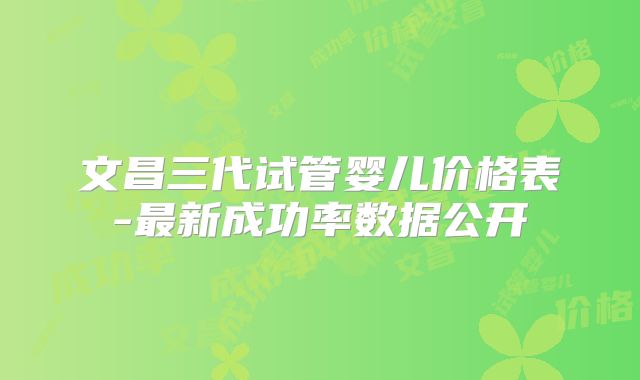 文昌三代试管婴儿价格表-最新成功率数据公开