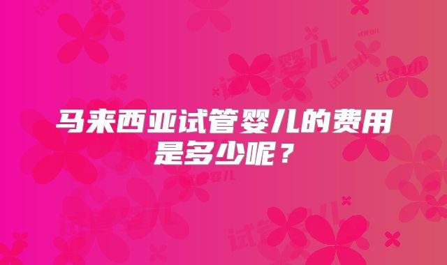 马来西亚试管婴儿的费用是多少呢?