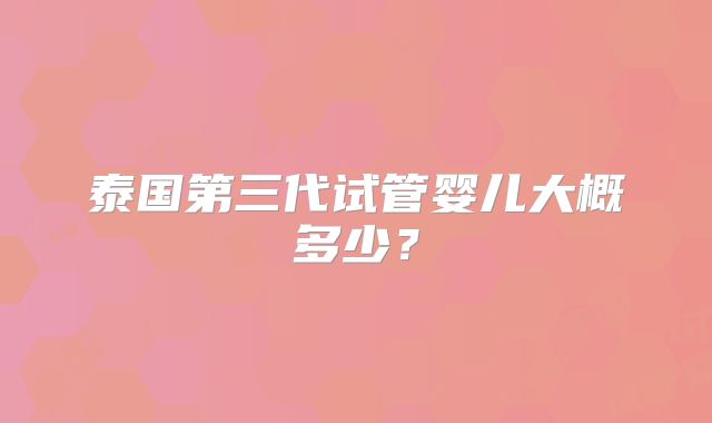 泰国第三代试管婴儿大概多少?