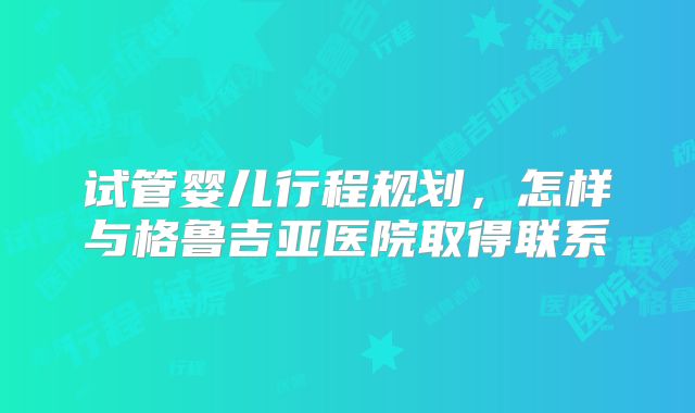 试管婴儿行程规划，怎样与格鲁吉亚医院取得联系