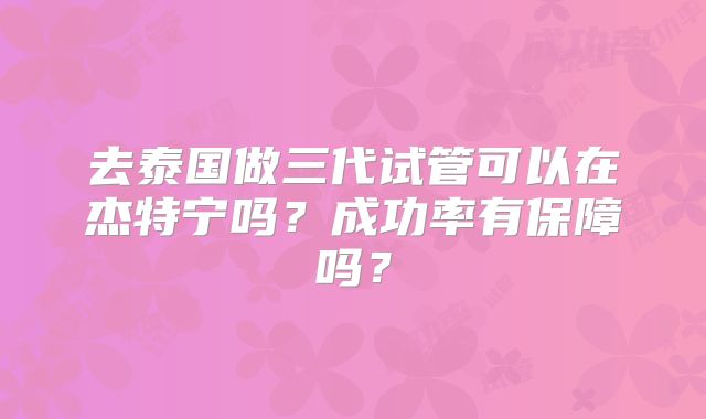 去泰国做三代试管可以在杰特宁吗？成功率有保障吗？