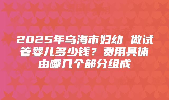 2025年乌海市妇幼 做试管婴儿多少钱？费用具体由哪几个部分组成