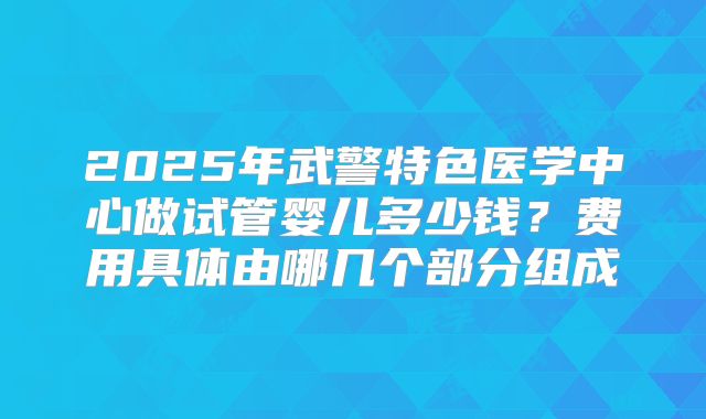 2025年武警特色医学中心做试管婴儿多少钱?费用具体由哪几个部分组成