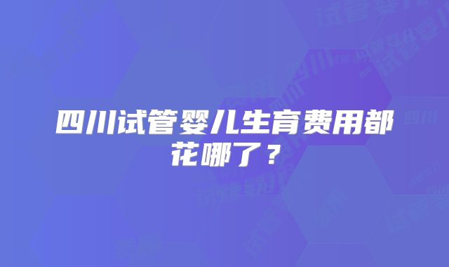 四川试管婴儿生育费用都花哪了？