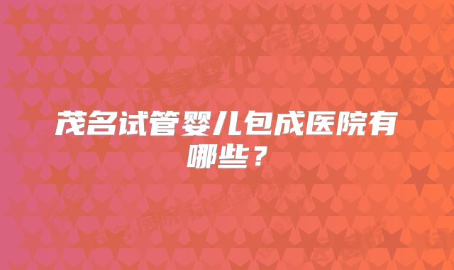 茂名试管婴儿包成医院有哪些？