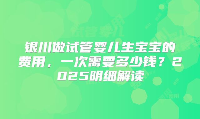 银川做试管婴儿生宝宝的费用，一次需要多少钱？2025明细解读