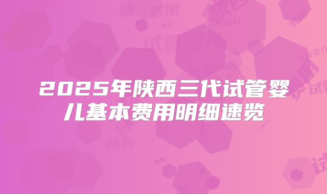 2025年陕西三代试管婴儿基本费用明细速览