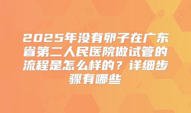 2025年没有卵子在广东省第二人民医院做试管的流程是怎么样的?详细步骤有哪些