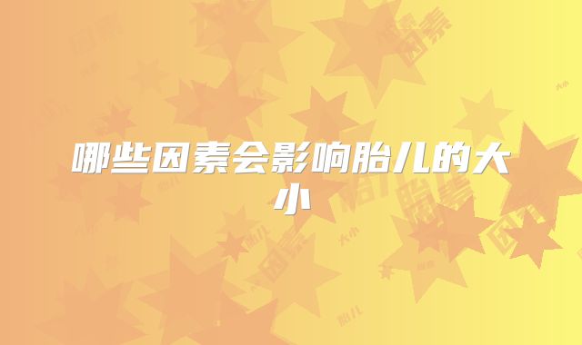 哪些因素会影响胎儿的大小