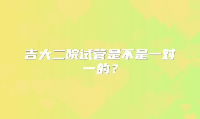 吉大二院试管是不是一对一的?
