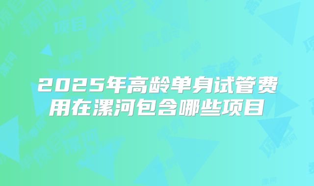 2025年高龄单身试管费用在漯河包含哪些项目