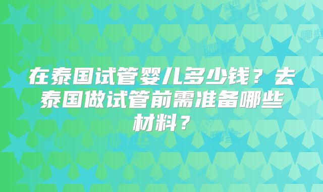 在泰国试管婴儿多少钱？去泰国做试管前需准备哪些材料？