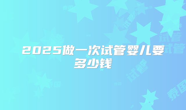 2025做一次试管婴儿要多少钱