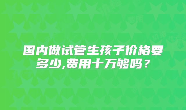 国内做试管生孩子价格要多少,费用十万够吗？