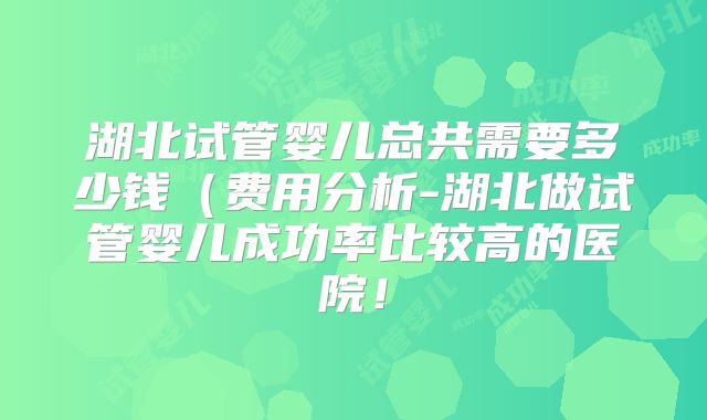湖北试管婴儿总共需要多少钱（费用分析-湖北做试管婴儿成功率比较高的医院！