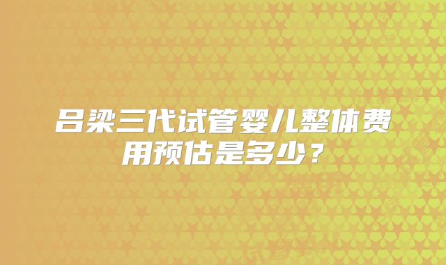 吕梁三代试管婴儿整体费用预估是多少?
