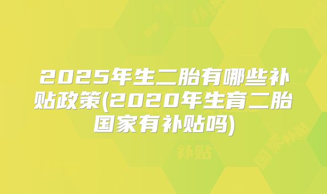 2025年生二胎有哪些补贴政策(2020年生育二胎国家有补贴吗)