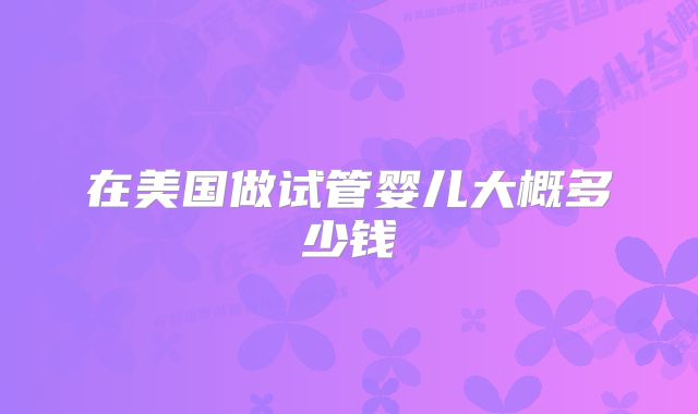 在美国做试管婴儿大概多少钱