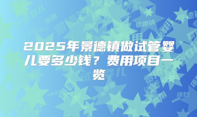 2025年景德镇做试管婴儿要多少钱？费用项目一览