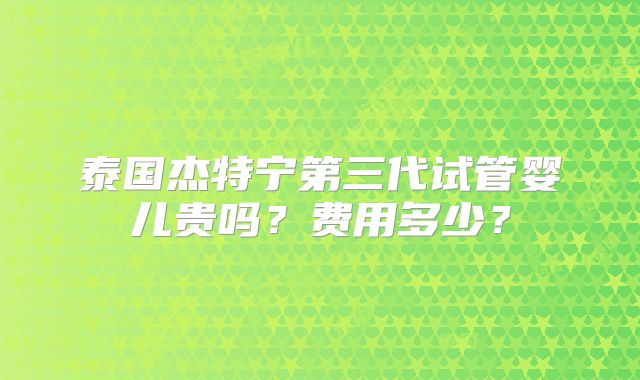 泰国杰特宁第三代试管婴儿贵吗？费用多少？