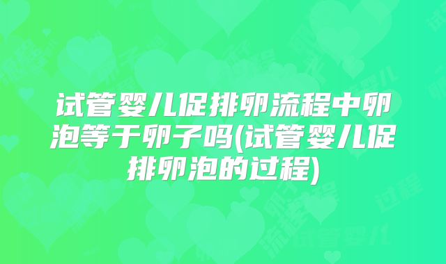 试管婴儿促排卵流程中卵泡等于卵子吗(试管婴儿促排卵泡的过程)