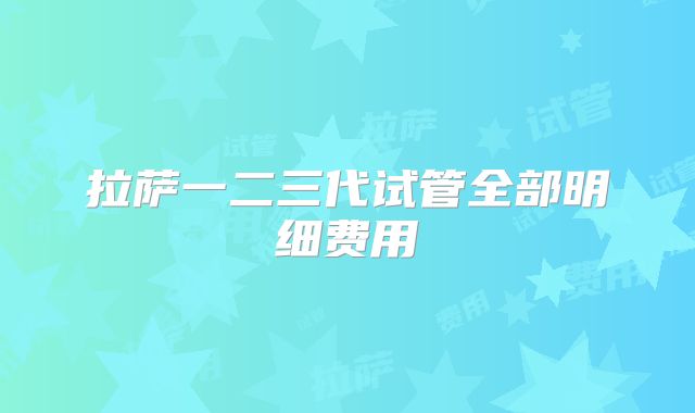 拉萨一二三代试管全部明细费用