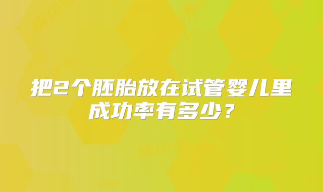 把2个胚胎放在试管婴儿里成功率有多少？