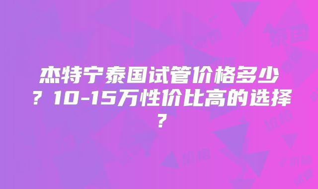 杰特宁泰国试管价格多少?10-15万性价比高的选择?