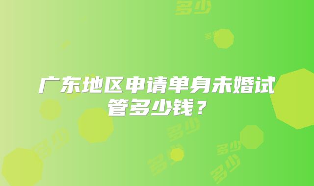 广东地区申请单身未婚试管多少钱？