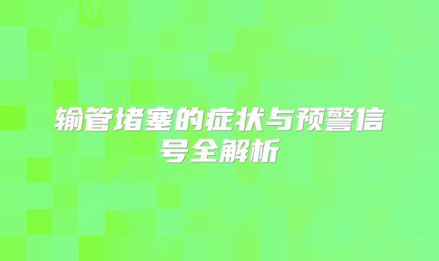 输管堵塞的症状与预警信号全解析