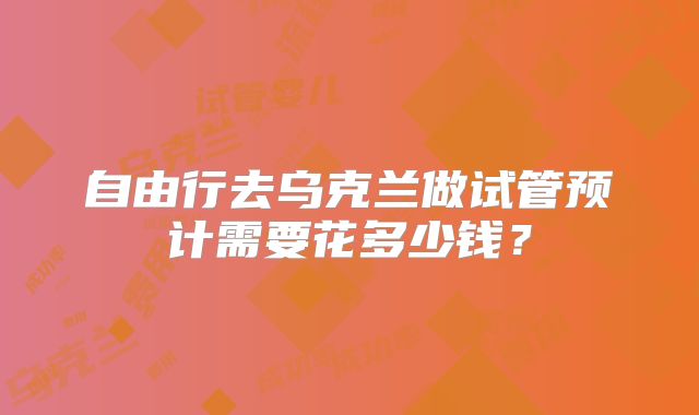 自由行去乌克兰做试管预计需要花多少钱?