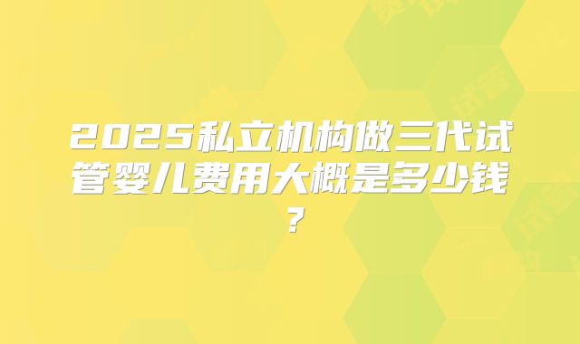 2025私立机构做三代试管婴儿费用大概是多少钱?