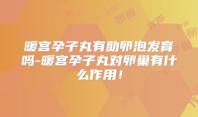 暖宫孕子丸有助卵泡发育吗-暖宫孕子丸对卵巢有什么作用！