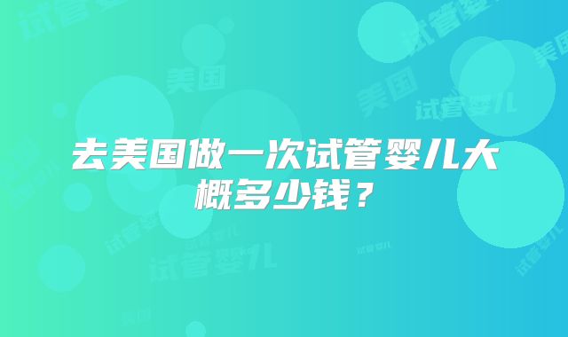 去美国做一次试管婴儿大概多少钱？