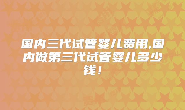 国内三代试管婴儿费用,国内做第三代试管婴儿多少钱！