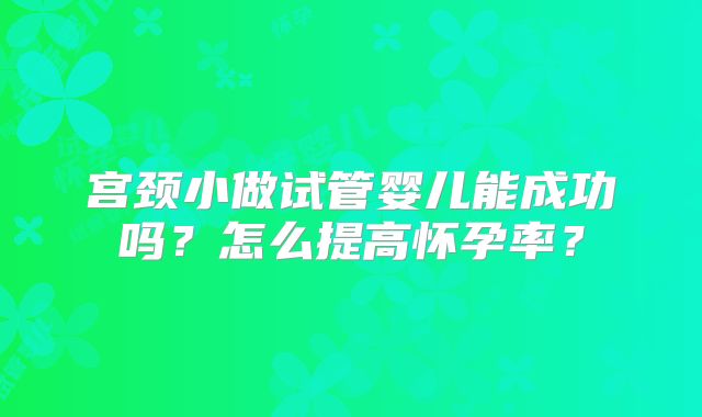 宫颈小做试管婴儿能成功吗？怎么提高怀孕率？
