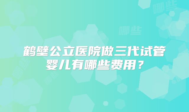 鹤壁公立医院做三代试管婴儿有哪些费用？