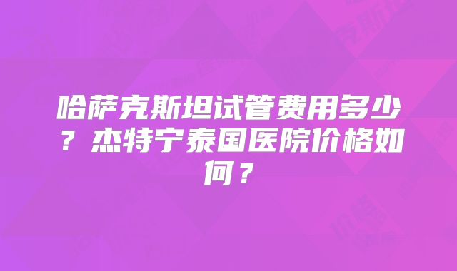哈萨克斯坦试管费用多少？杰特宁泰国医院价格如何？