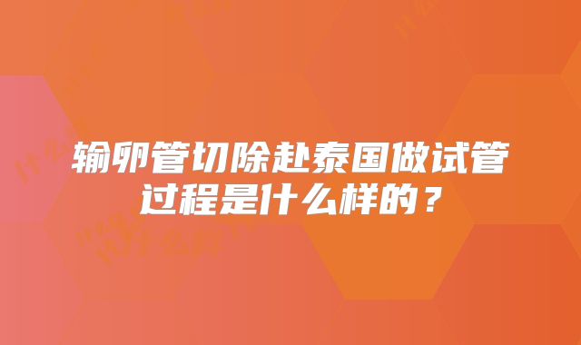 输卵管切除赴泰国做试管过程是什么样的？