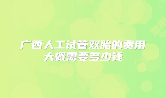 广西人工试管双胎的费用大概需要多少钱
