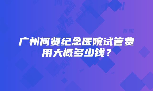 广州何贤纪念医院试管费用大概多少钱？