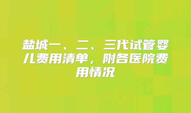 盐城一、二、三代试管婴儿费用清单，附各医院费用情况